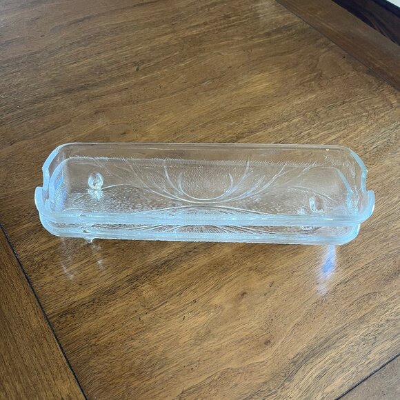 Set of 2 Vintage Heavy Clear Glass Corn on the Cob Dishes with Holders - Picture 5 of 5